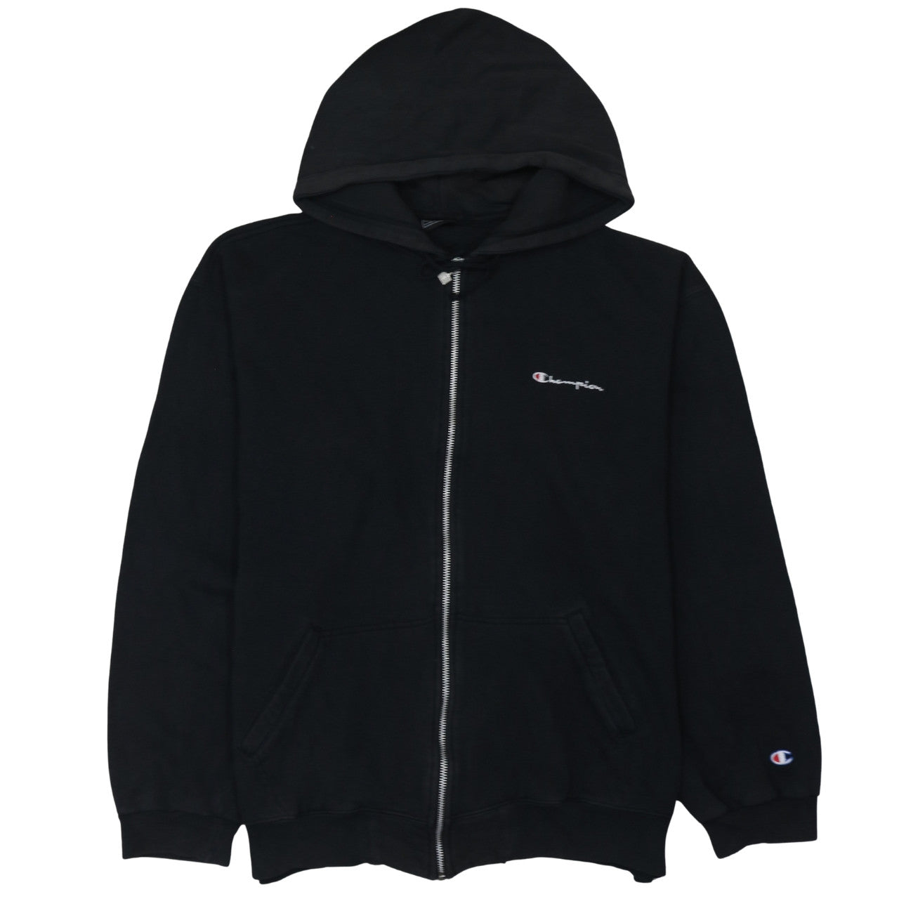 Champion Men's Black 2XL Full Zip Hoodie Cotton Fleece