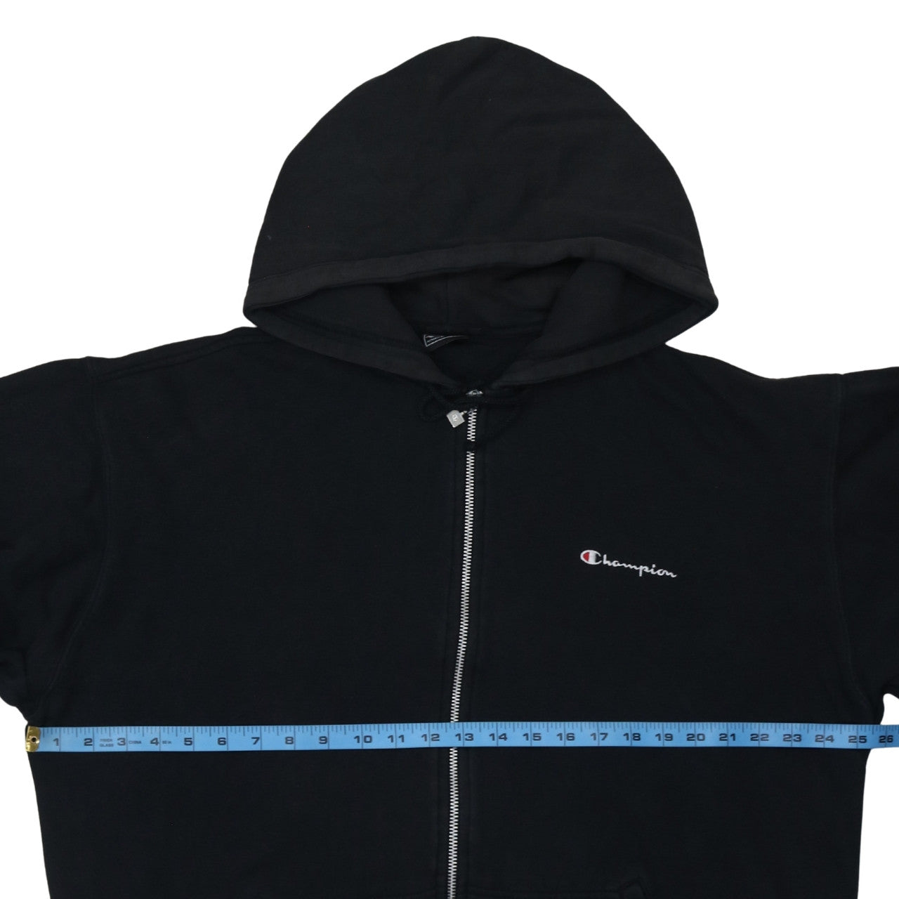 Champion Men's Black 2XL Full Zip Hoodie Cotton Fleece