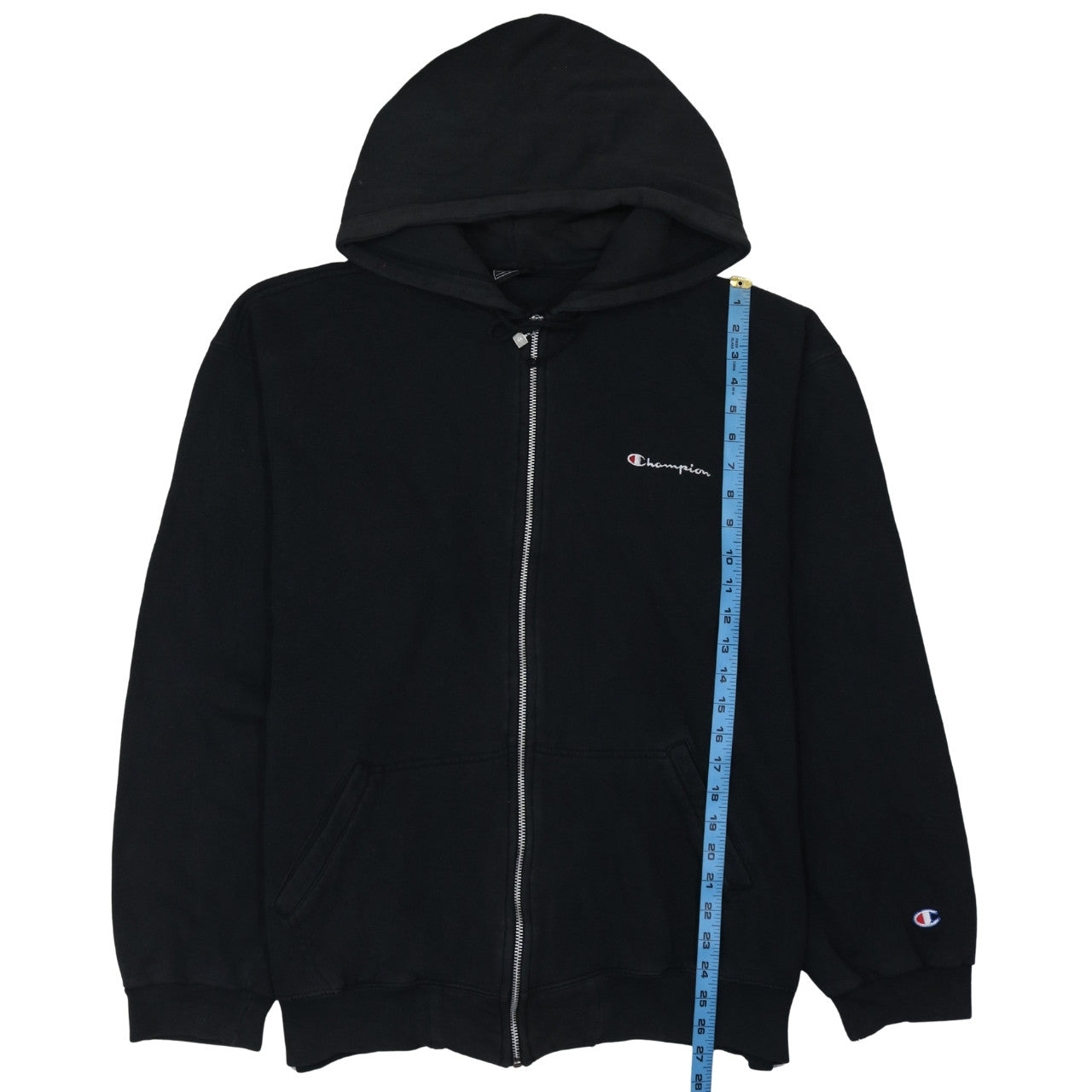 Champion Men's Black 2XL Full Zip Hoodie Cotton Fleece
