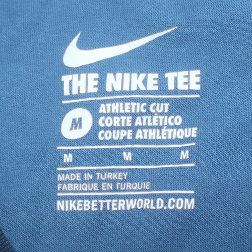 Nike Men's Blue Graphic Print Crew Neck Athletic T-Shirt Medium