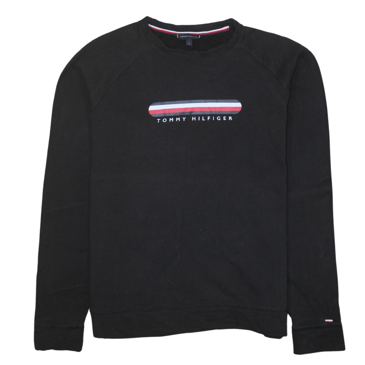 Tommy Hilfiger Men's Black Small Logo Crew Neck Sweatshirt