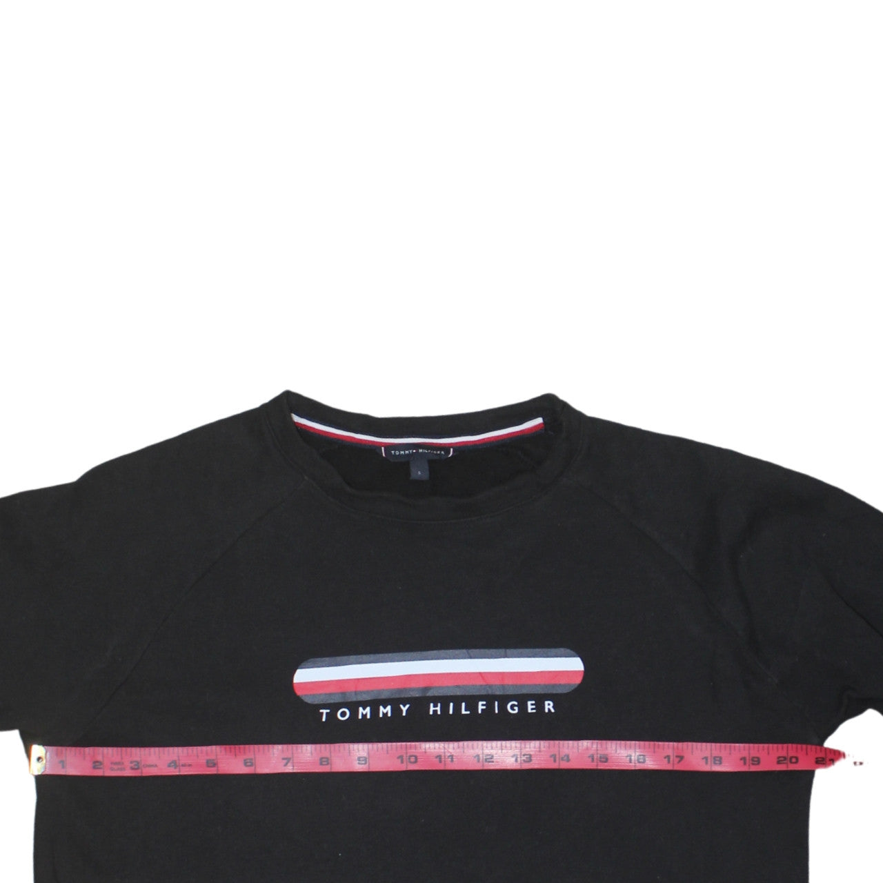 Tommy Hilfiger Men's Black Small Logo Crew Neck Sweatshirt