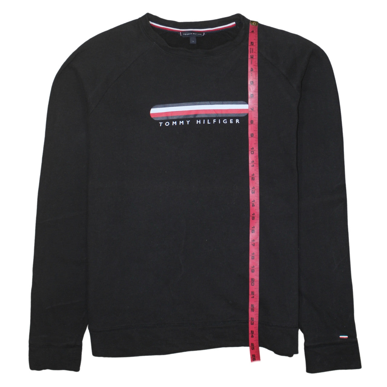 Tommy Hilfiger Men's Black Small Logo Crew Neck Sweatshirt