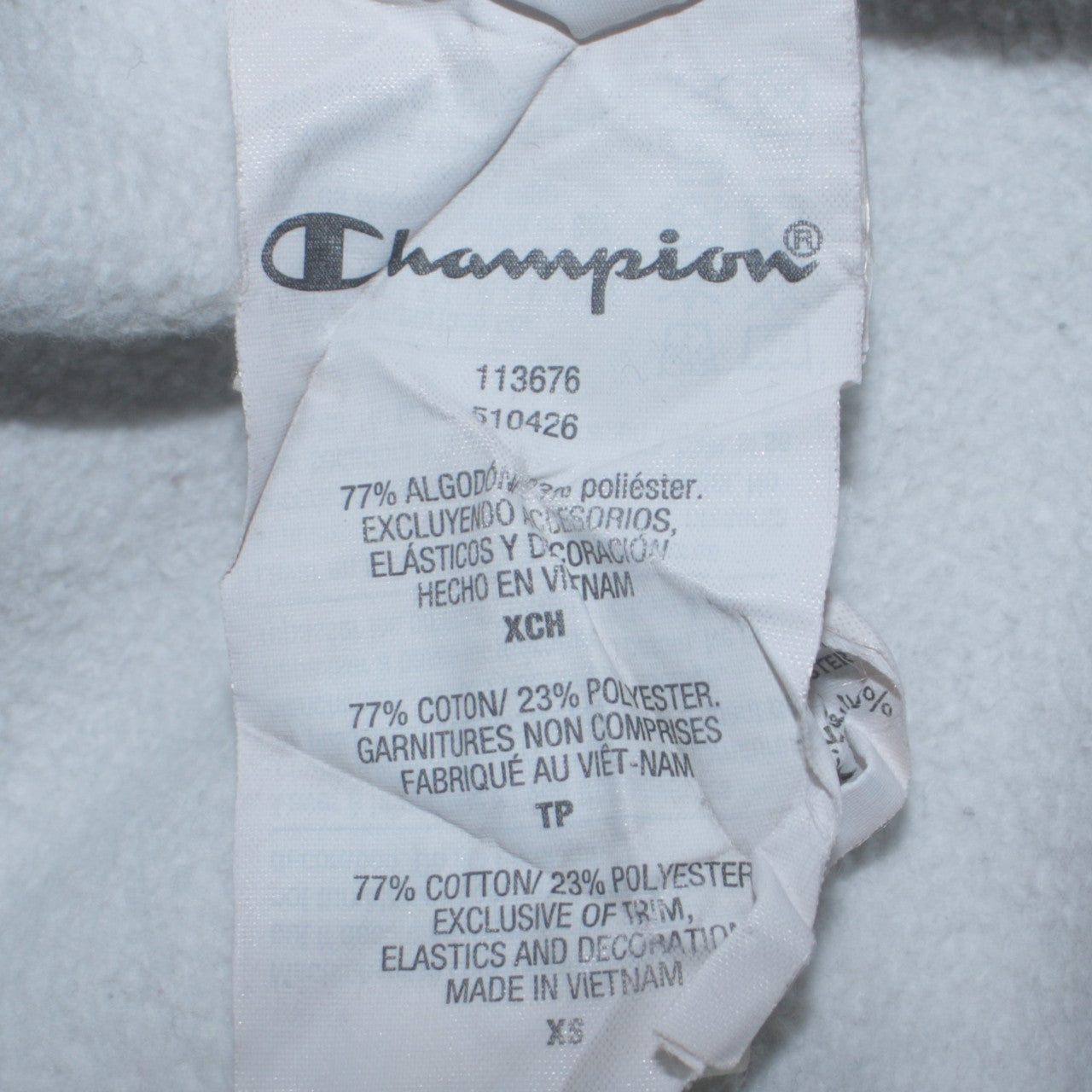 Champion Womens Grey Pullover Hoodie XS Cotton Blend Logo Sweatshirt
