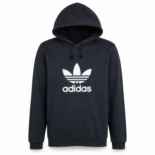 Adidas Mens Black Pullover Hoodie S Sports Logo Fleece Sweatshirt