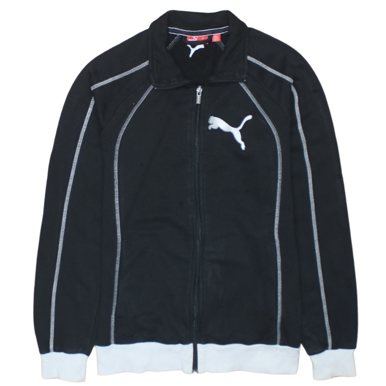 Puma Womens Black Size 12 Track Jacket Full Zip Cotton Blend Sports Top