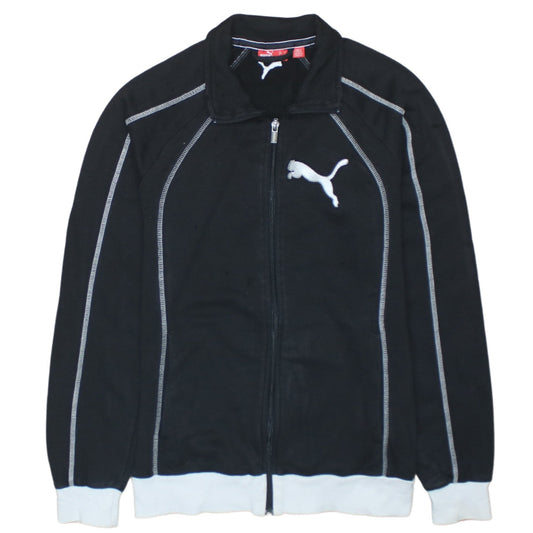Puma Womens Black Size 12 Track Jacket Full Zip Cotton Blend Sports Top