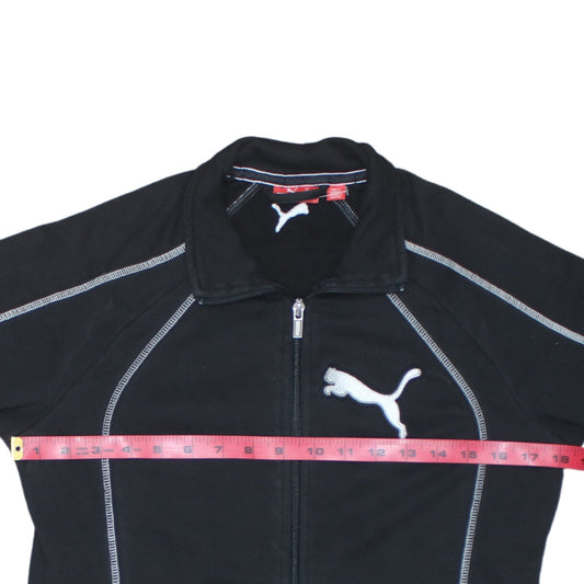 Puma Womens Black Size 12 Track Jacket Full Zip Cotton Blend Sports Top