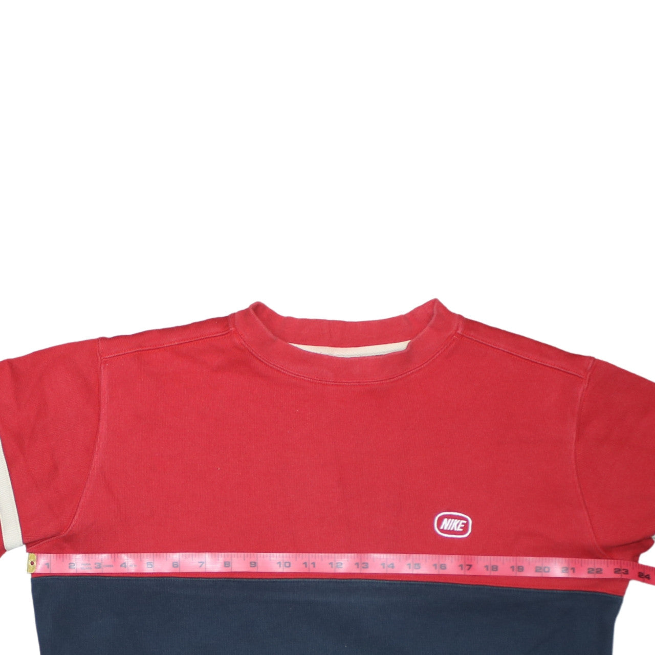 Nike Men's Red Blue Crew Neck Long Sleeve Cotton Pullover Jumper M