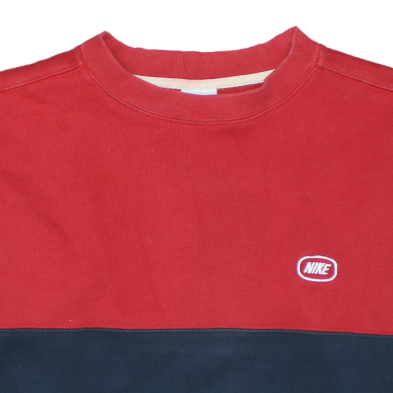 Nike Men's Red Blue Crew Neck Long Sleeve Cotton Pullover Jumper M