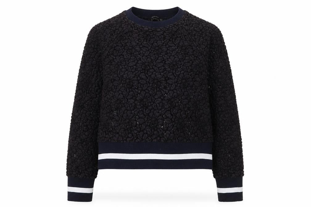 Zara Woman Navy Textured Lace Sweatshirt Women M Regular Fit