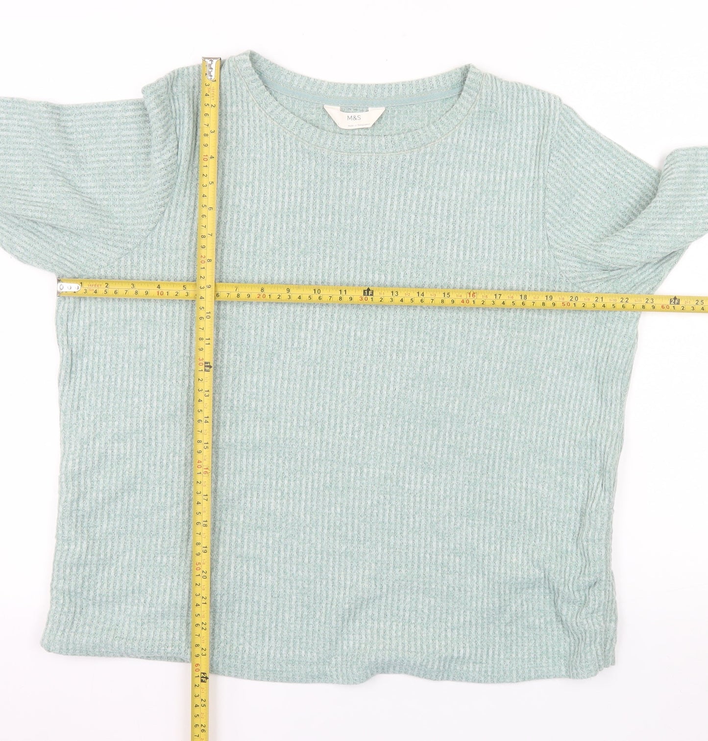 Marks and Spencer Women’s Green Knit Waffle Pullover Jumper L