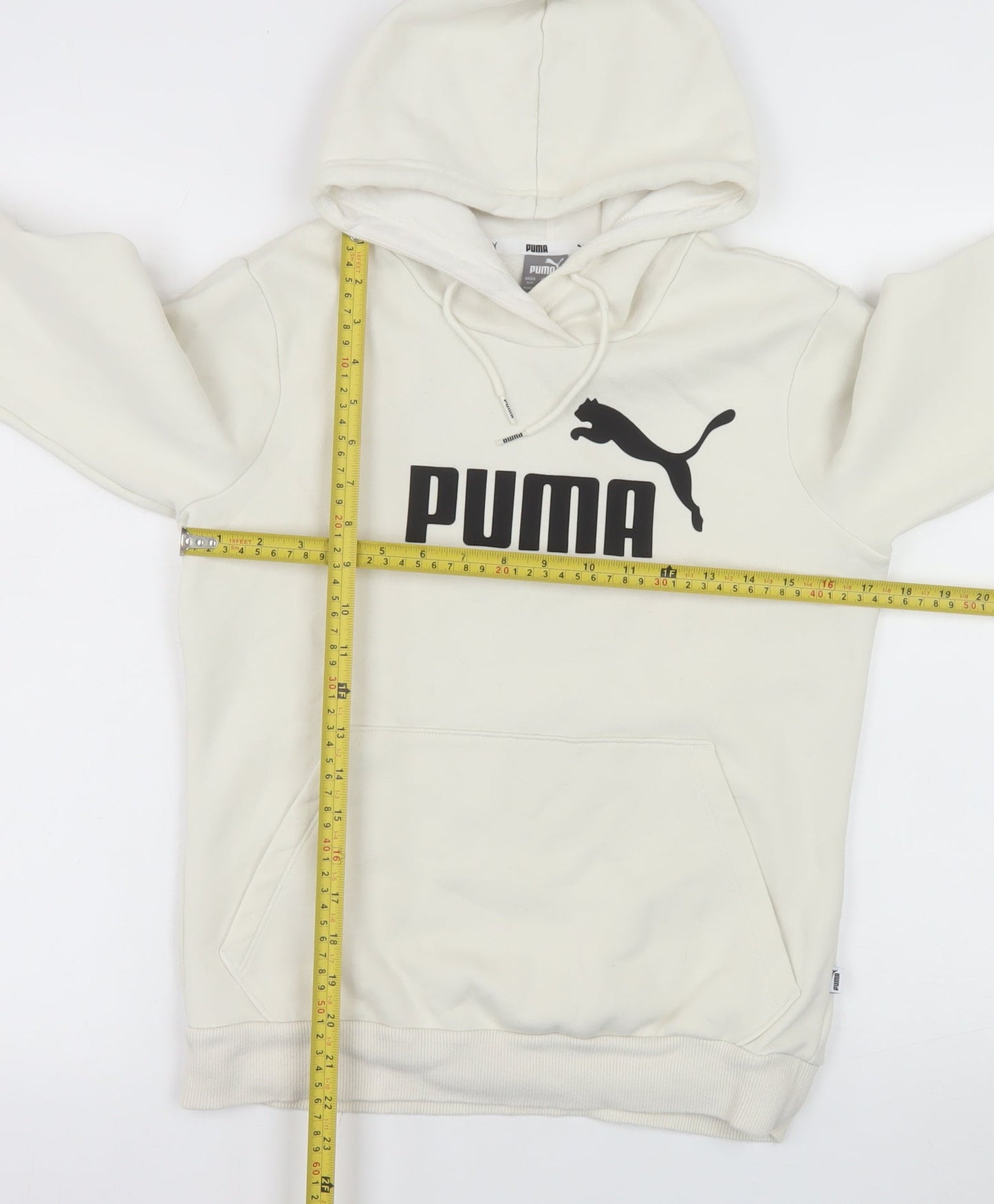 Puma Women Ivory Hoodie Size 10 Pullover Hooded Sweatshirt