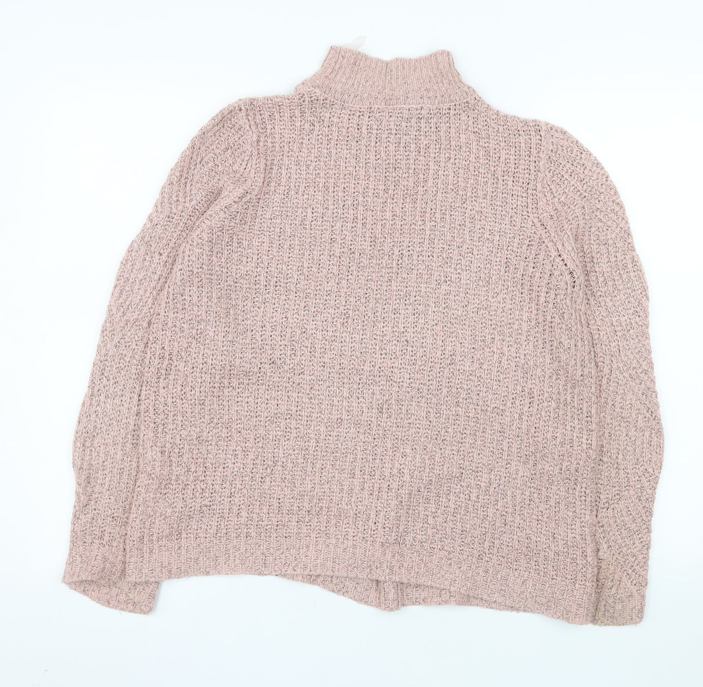 OBJECT Women's Pink Chunky Knit Roll Neck Jumper Size M