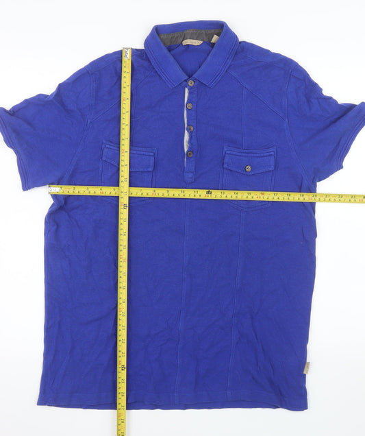 Ted Baker Men's Blue Cotton Modal Polo Shirt Size 6 XL