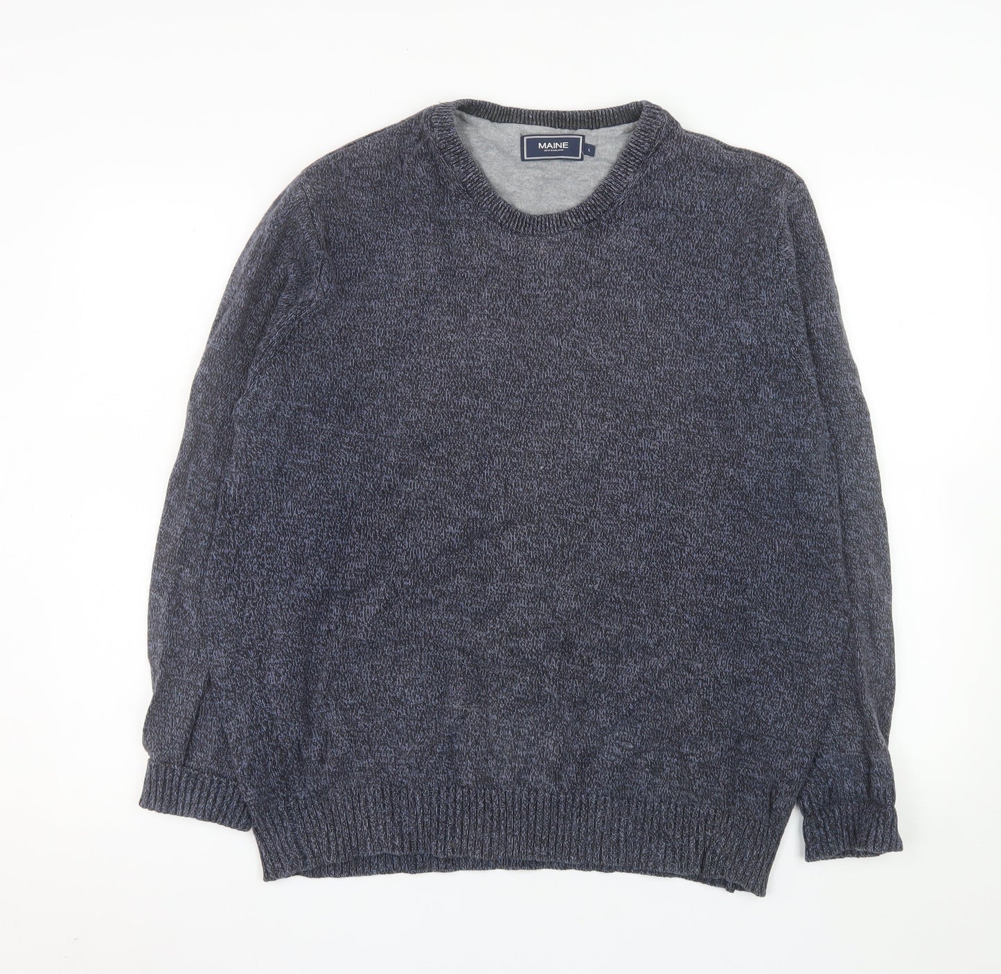 Maine New England Men’s Blue Cotton Knit Crew Neck Jumper L
