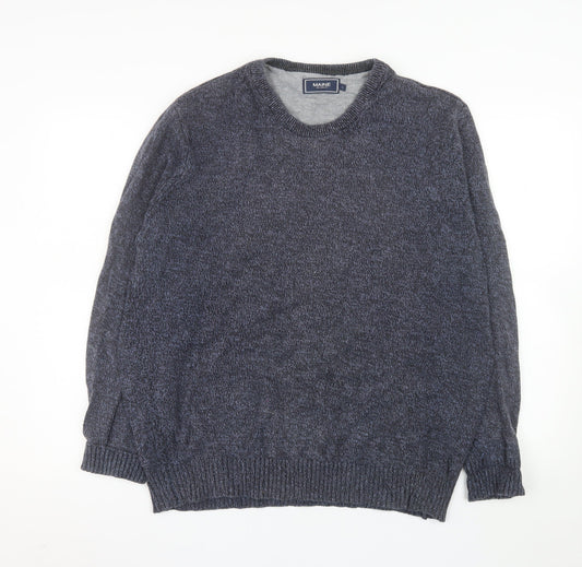 Maine New England Men’s Blue Cotton Knit Crew Neck Jumper L