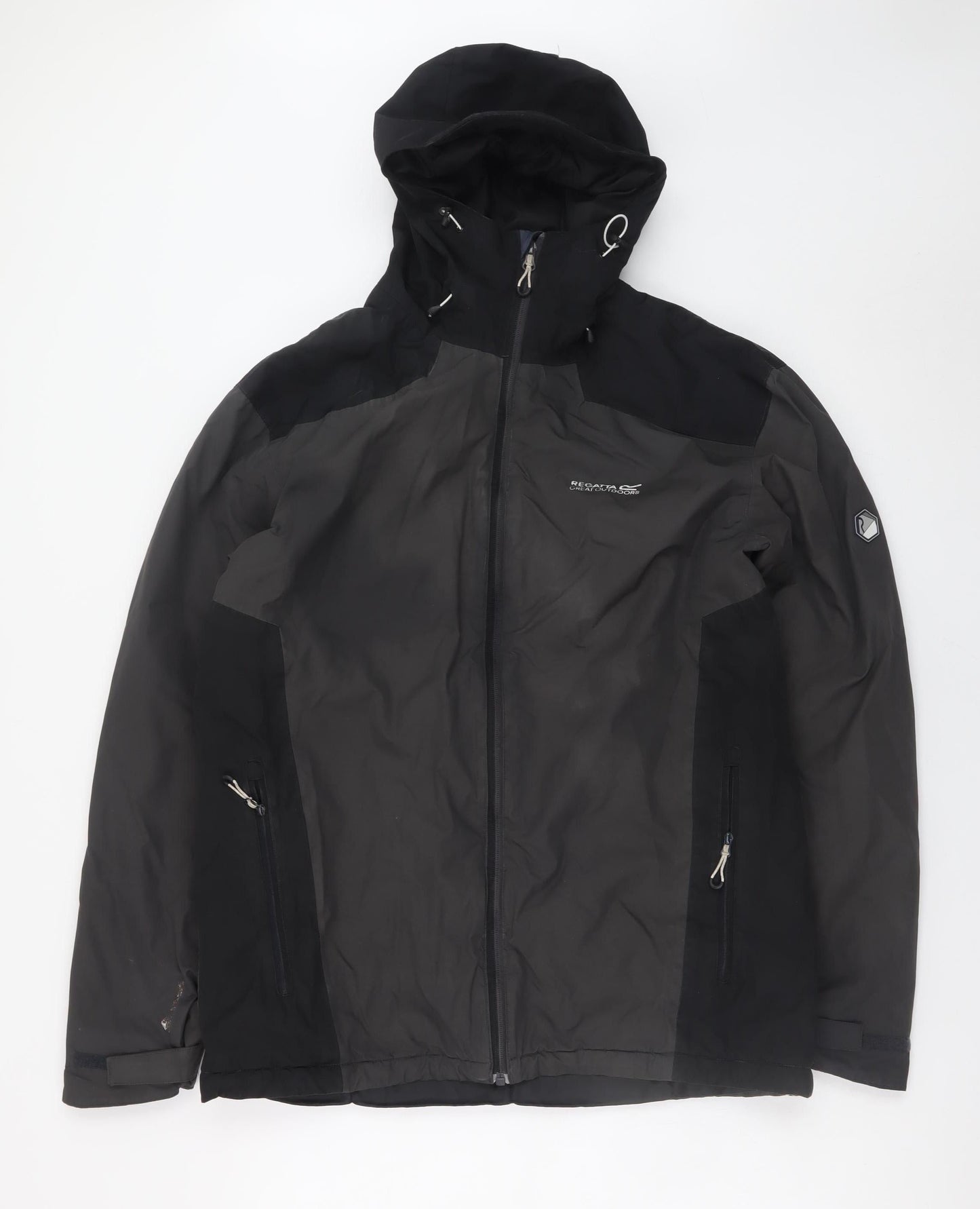 Regatta Men’s Black Hooded Waterproof Rain Jacket Size M