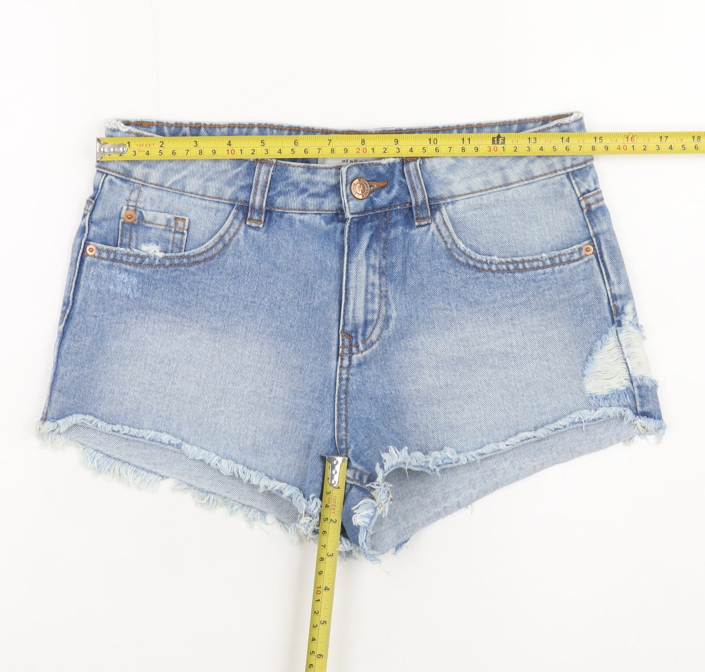 New Look Women's Blue Denim Hot Pants Shorts Size 8