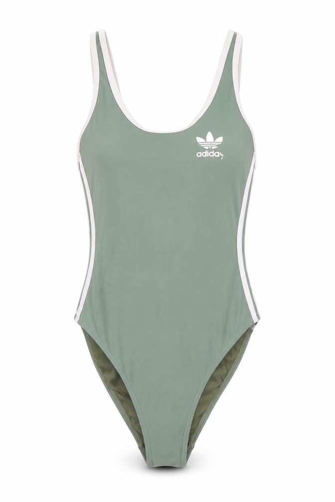 Adidas Womens Green One Piece Swimsuit Size 8 Sports Style