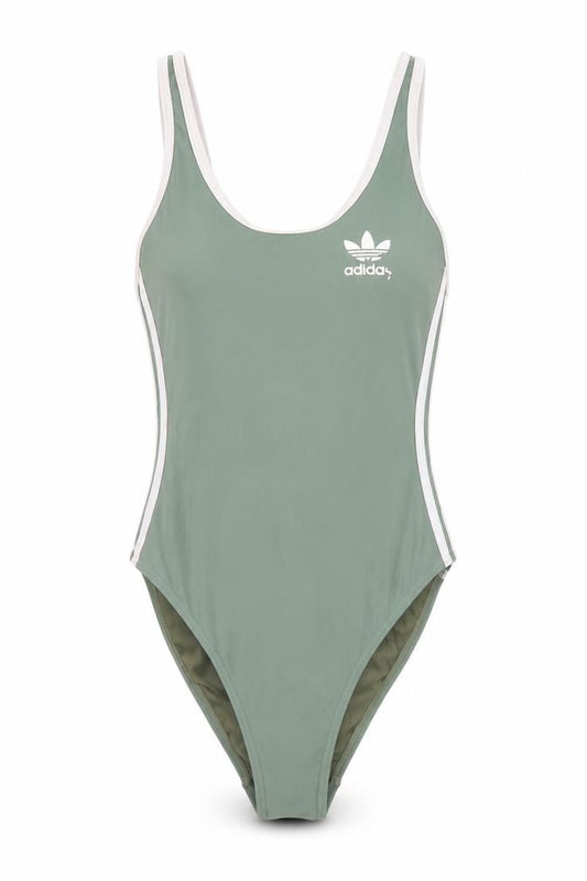 Adidas Womens Green One Piece Swimsuit Size 8 Sports Style