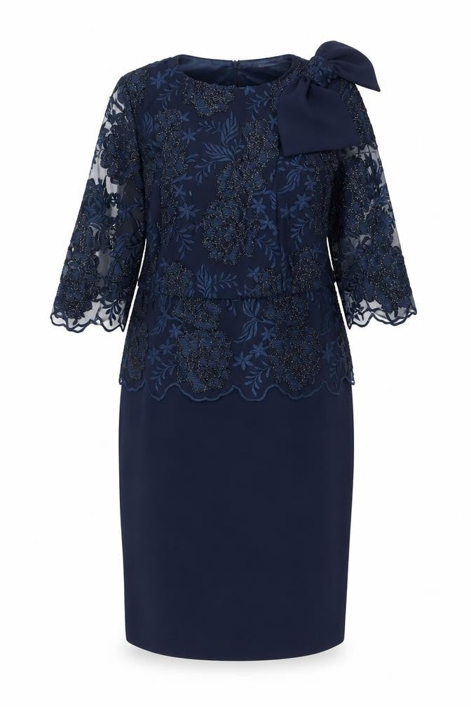 Via Veneto Women’s Blue Lace Sheath Dress Size 14 Formal Wedding