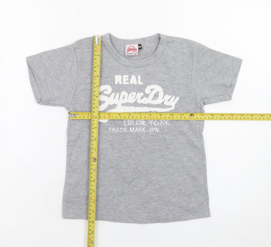 Superdry Boys Grey Graphic Logo T-Shirt 9 Years Regular Fit Short Sleeve