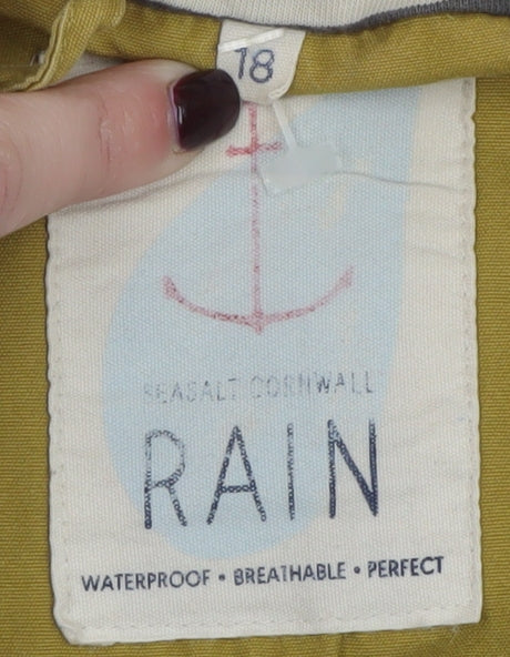 Seasalt Cornwall Women's Yellow Waterproof Long Rain Coat UK 18