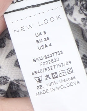 New Look Women's Black Floral Midi Button Front Dress Size 8