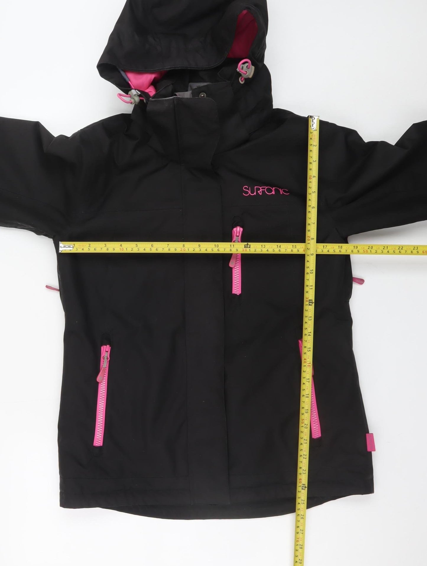 Surfanic Womens Black Ski Jacket Small Waterproof Hooded Coat