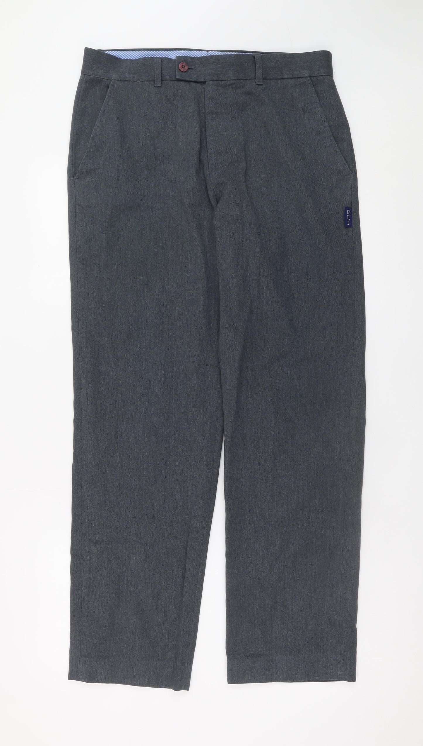 Hunter Men Grey Regular Fit Chino Trousers 32x32