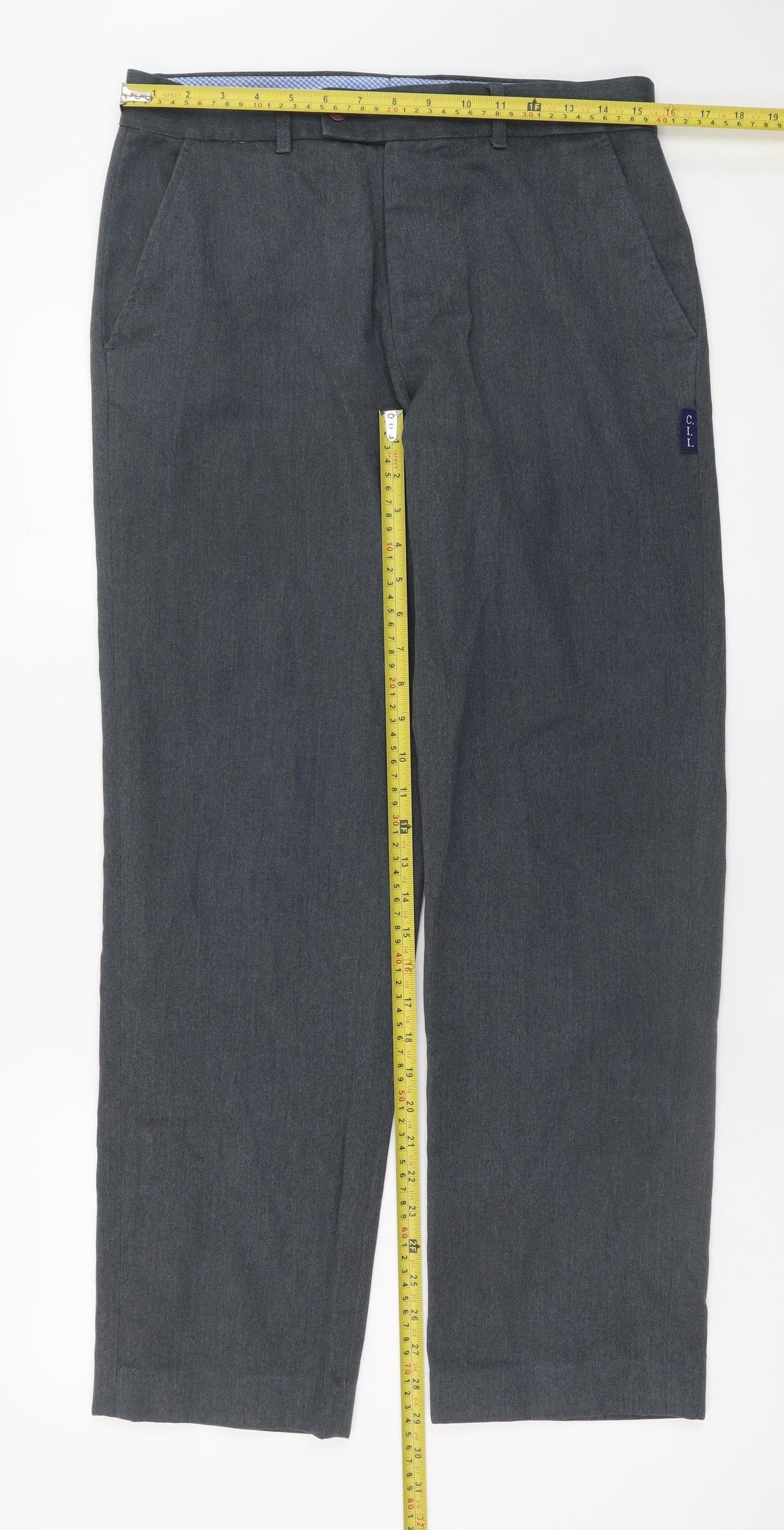 Hunter Men Grey Regular Fit Chino Trousers 32x32