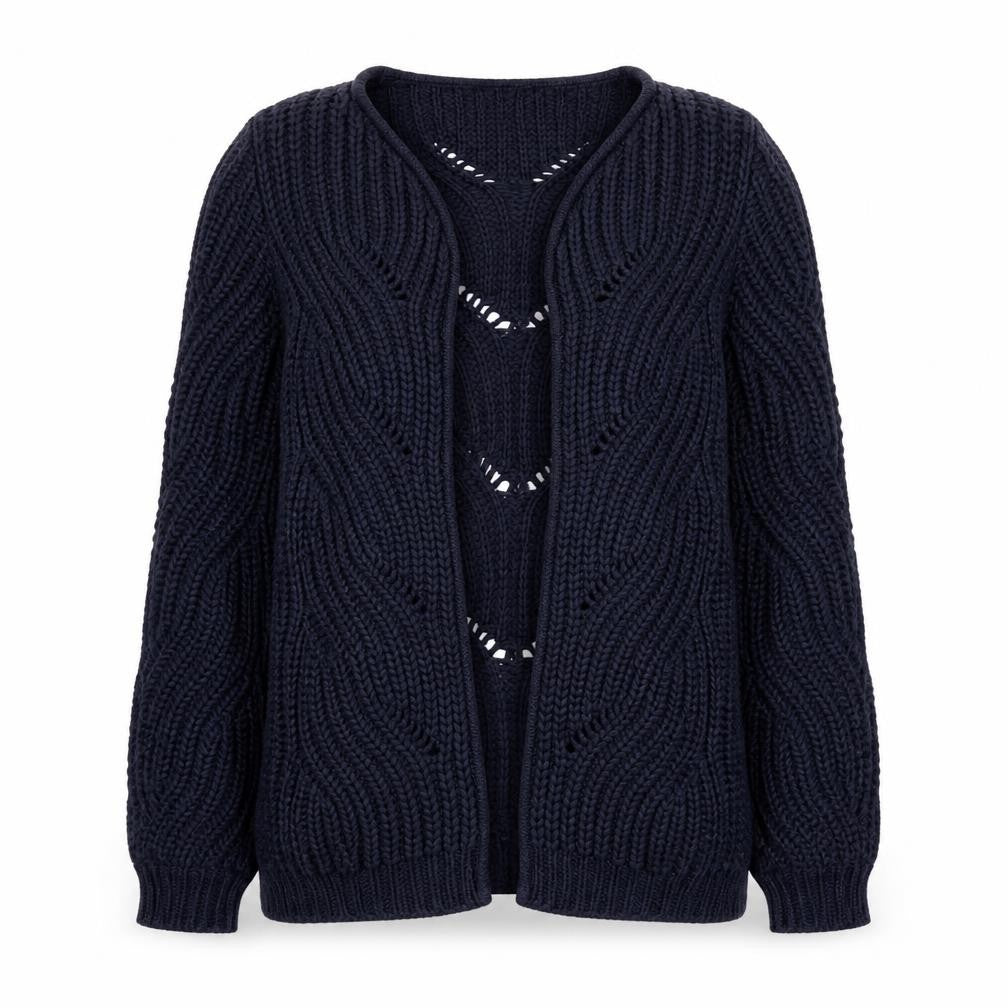 Vero Moda Women's Blue Chunky-Knit Open Cardigan XS