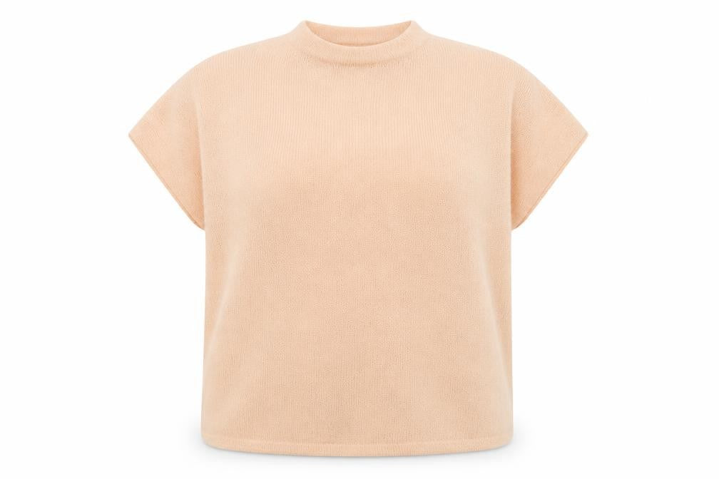 Gallery Womens Beige XL Relaxed Knit Short Sleeve Jumper