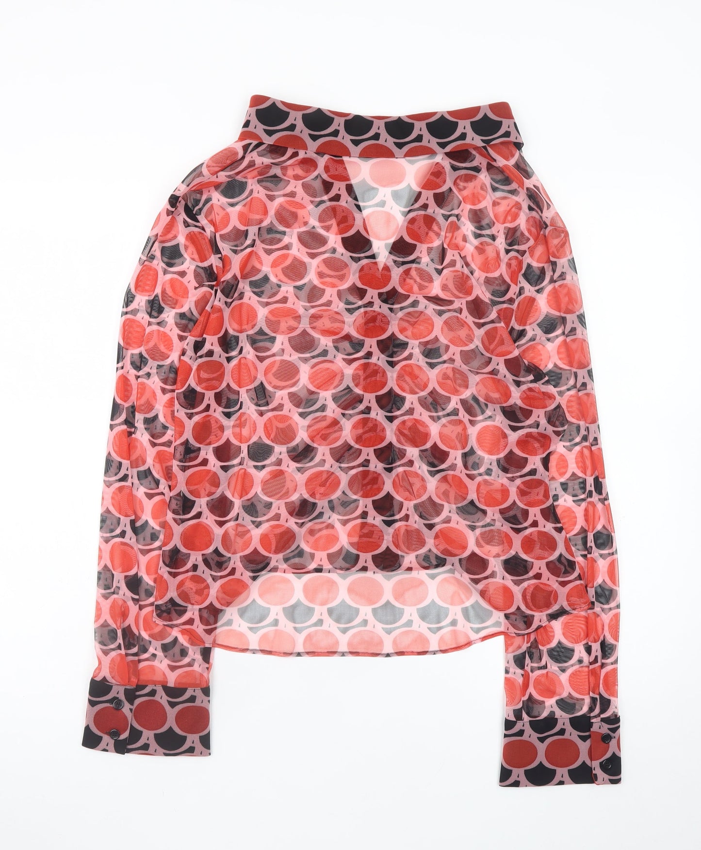 ZARA Womens Multicoloured Geometric Sheer Mesh Blouse Size 18