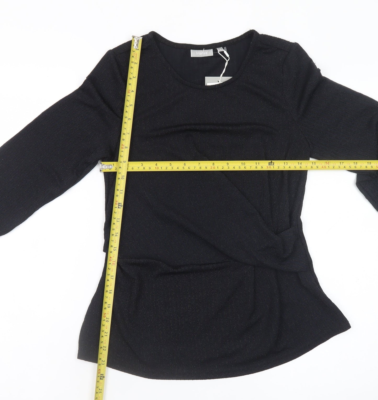 Fransa Women's Black Long Sleeve Polyester Blouse M