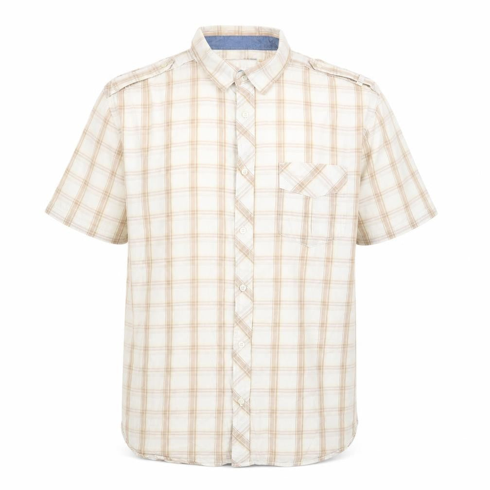 Wrangler Men’s Beige Plaid Short Sleeve 2XL Button-Up Cotton Shirt