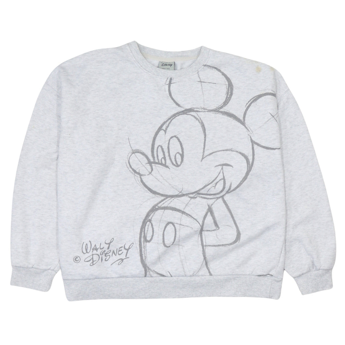 Front view of Disney Women Grey Mickey Mouse Graphic Pullover Sweatshirt L 14/16