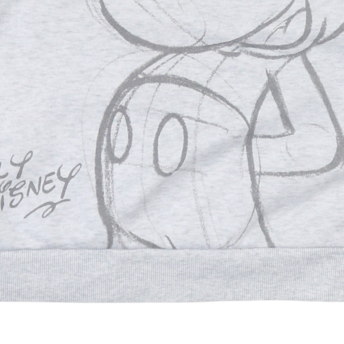 Brand and care label for Disney Women Grey Mickey Mouse Graphic Pullover Sweatshirt L 14/16