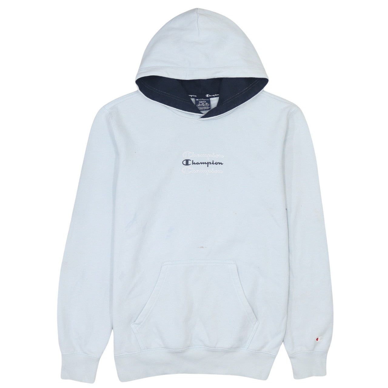 Champion Men’s White Small Pullover Hoodie with Logo Detail