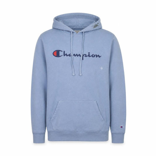 Champion Men's Blue Pullover Hoodie M Fleece Logo Sportswear