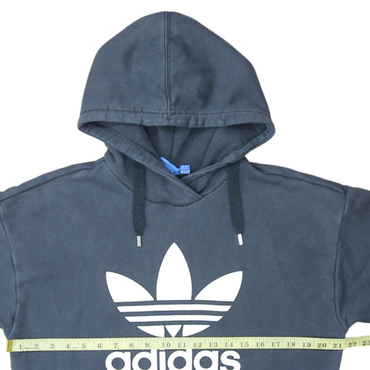 Adidas Women Navy Blue Pullover Hoodie Size 10 Hooded Logo Sweatshirt