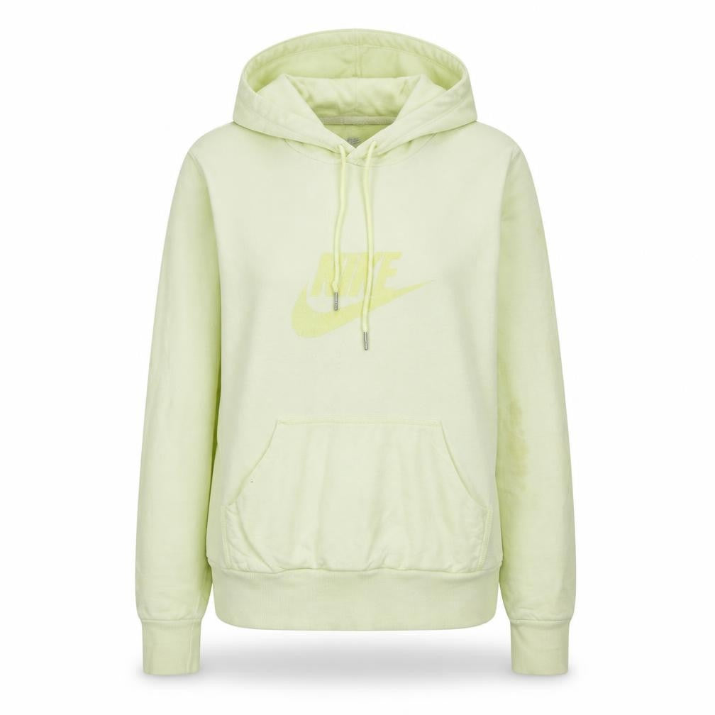 Nike Women Light Yellow Pullover Hoodie Size L Logo Graphic Sweatshirt