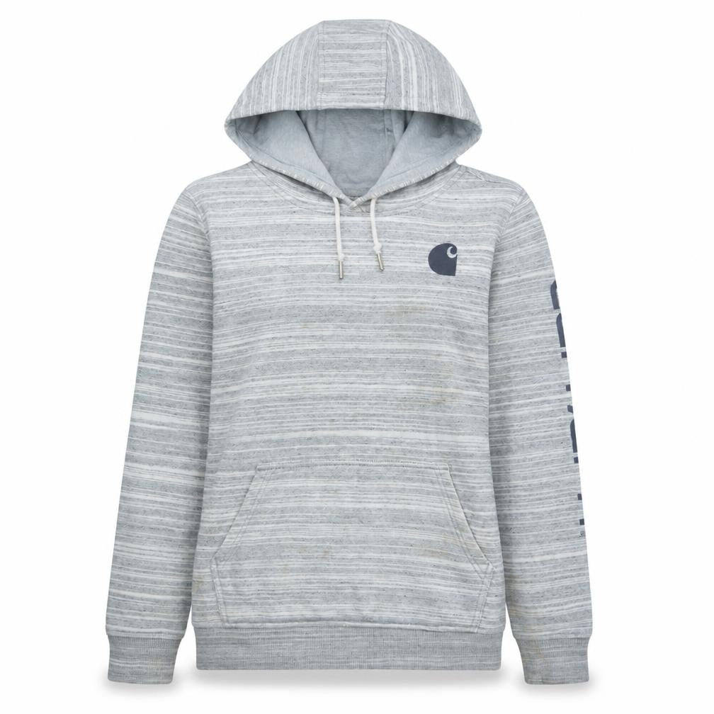 Carhartt Women's Grey Striped Pullover Hoodie Size M (12)
