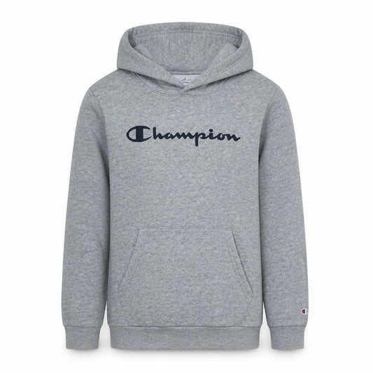 Champion Boys Grey Pullover Hoodie XL 13-14 Years Logo Print Cotton Blend
