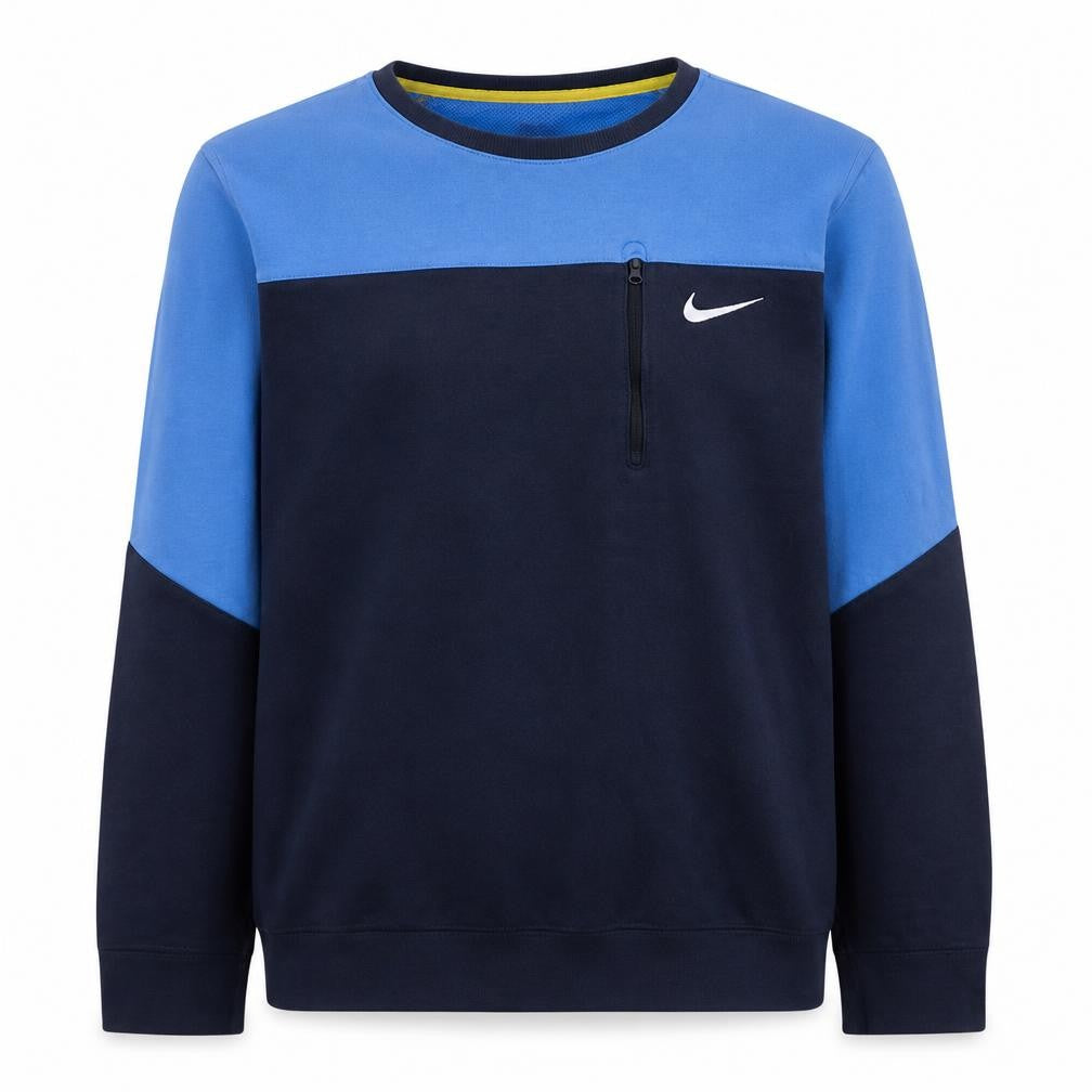 Nike Men's Blue XL Pullover Sweatshirt Crew Neck Zip Pocket