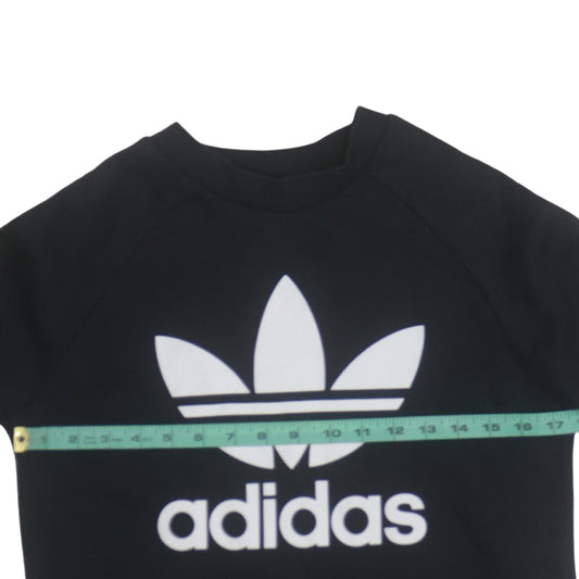 Adidas Womens Black Size 12 Crew Neck Logo Pullover Sweatshirt
