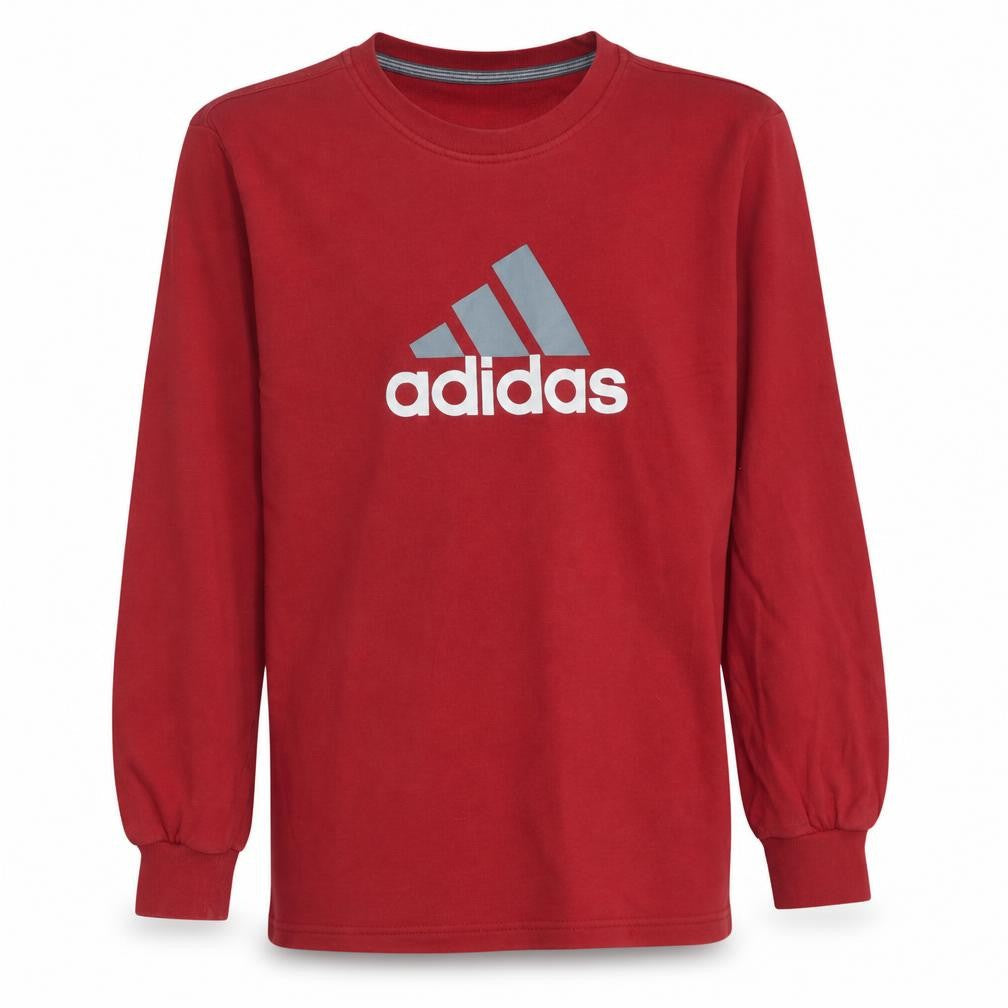 Adidas Boys Red Crew Neck Pullover Sweatshirt 13-14 Years Logo Graphic
