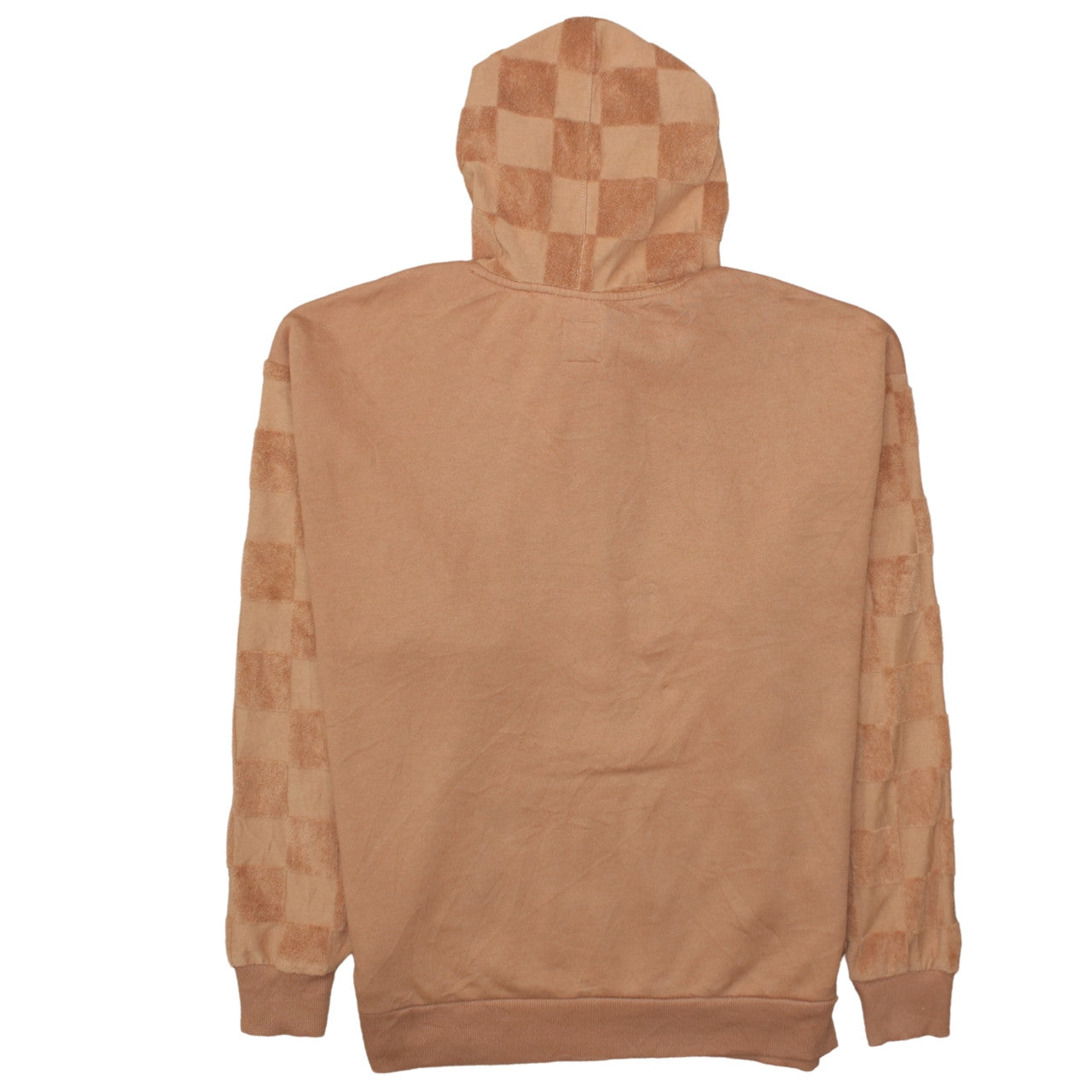 Vans Mens Brown Small Pullover Hoodie Checkerboard Fleece Cotton Blend