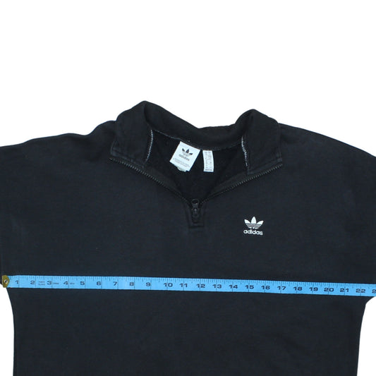 Adidas Women’s Black 1/4 Zip Sweatshirt Size UK 10 Cotton Blend